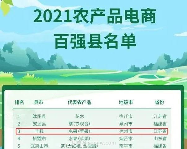 豐縣榮獲“2021年農(nóng)產(chǎn)品電商百強(qiáng)縣”第三名(圖1)